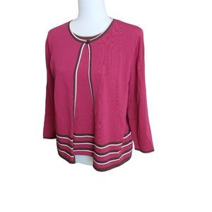 Alfred Dunner Purple/brown/White Cardigan w/ attached shirt size Petite …